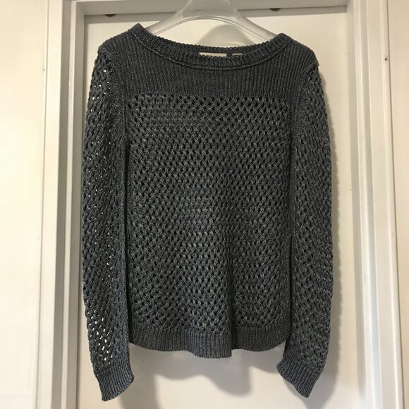 Inhabit 100% Linen Open Weave Long Sleeve Crochet Knit Sweater Small Slate Blue - Picture 8 of 8